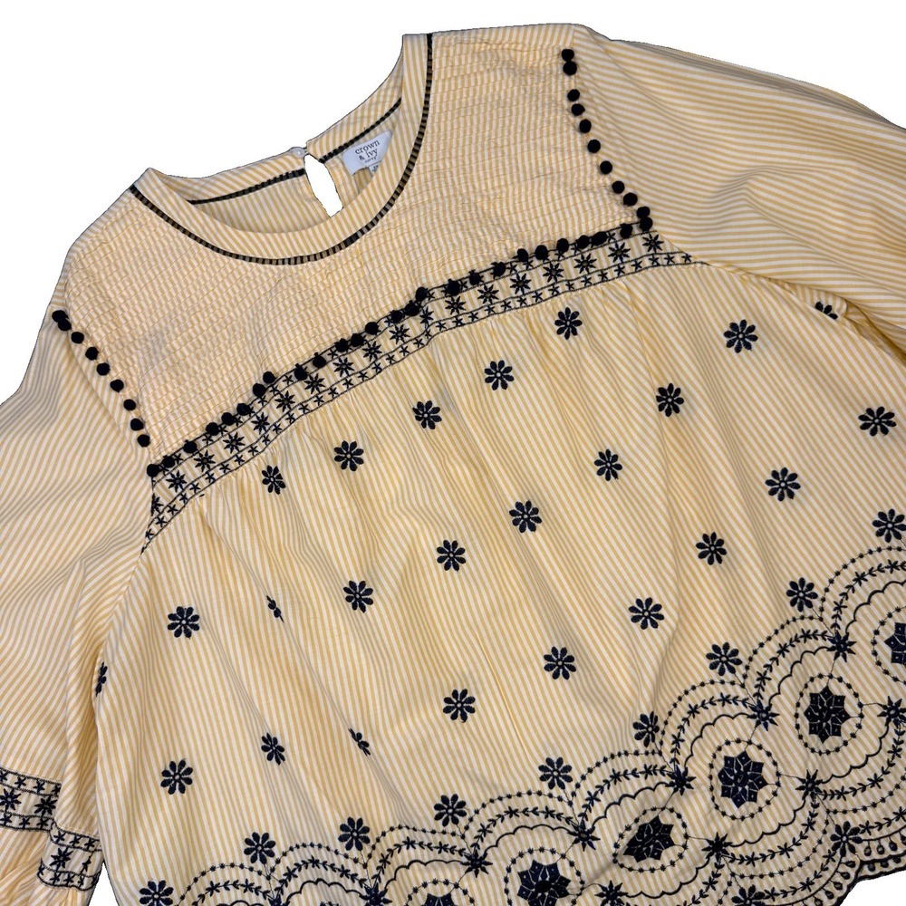 Crown & Ivy Embroidered Boho Peasant Puff Sleeve Cottagecore Blouse 2X